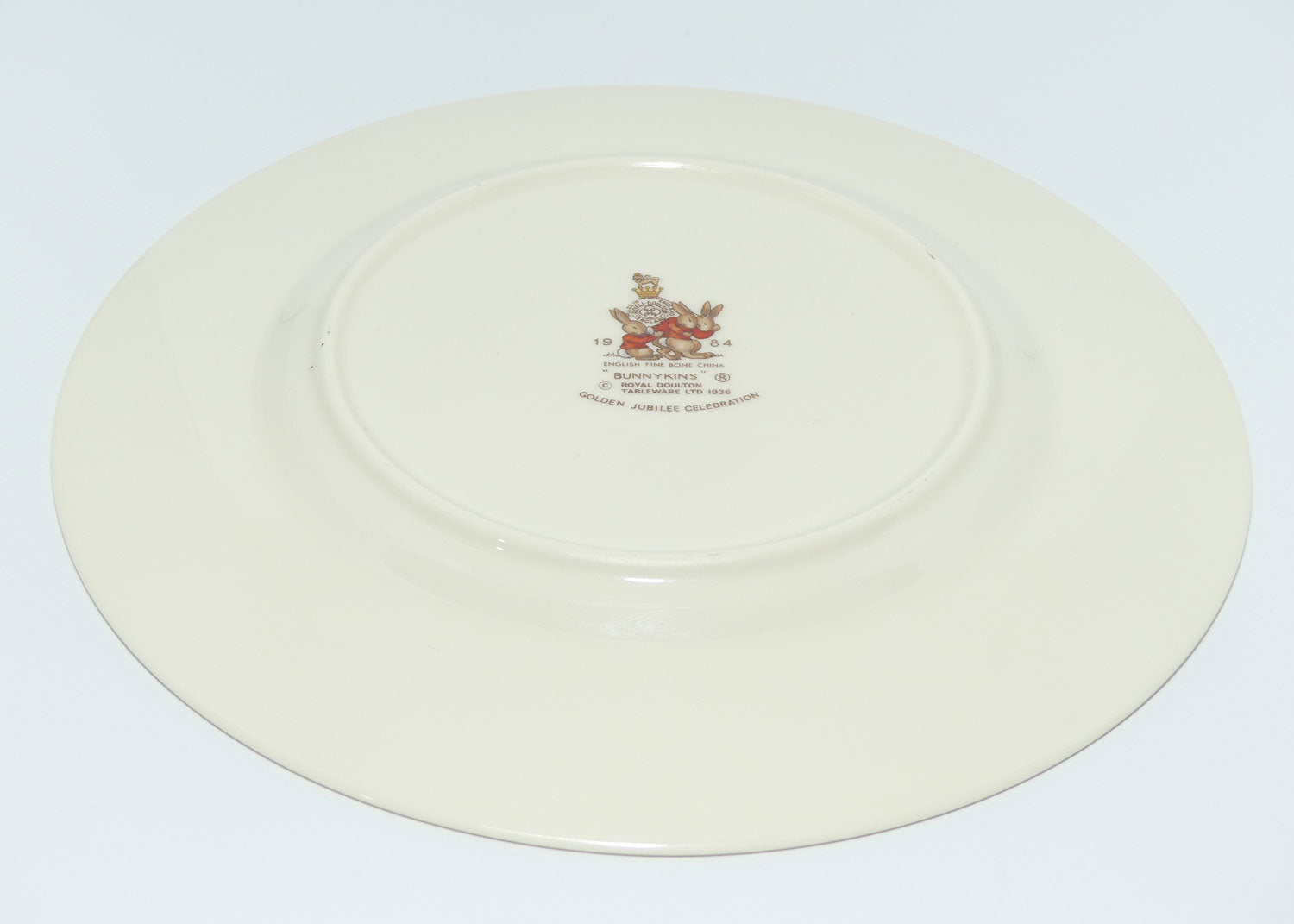 Royal Doulton Bunnykins Tableware Chicken Pulling a Cart plate | Bunnykins Celebrate their Golden Jubilee