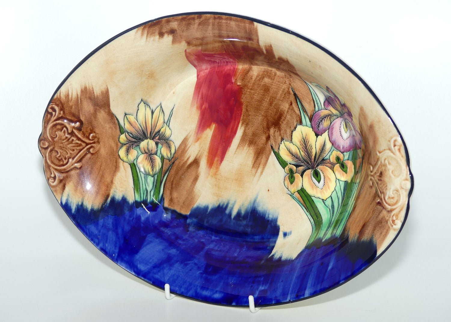 H & K Tunstall Iris pattern large oval bowl