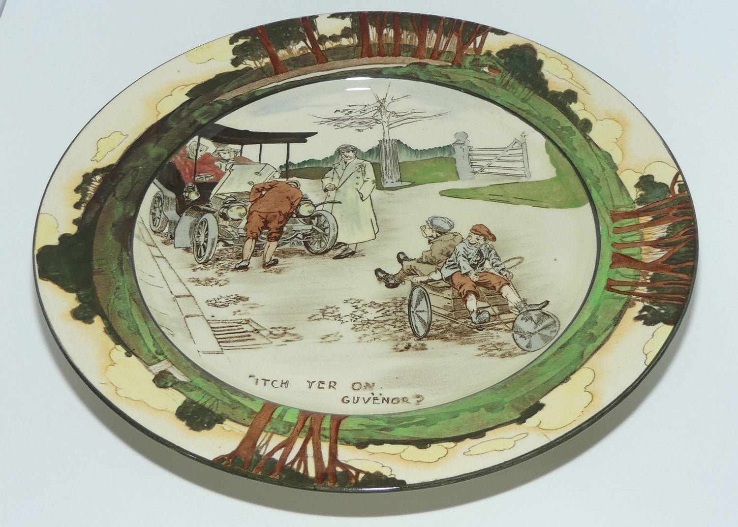 Royal Doulton Early Motoring plate D2406: 'Itch yer on... | Large