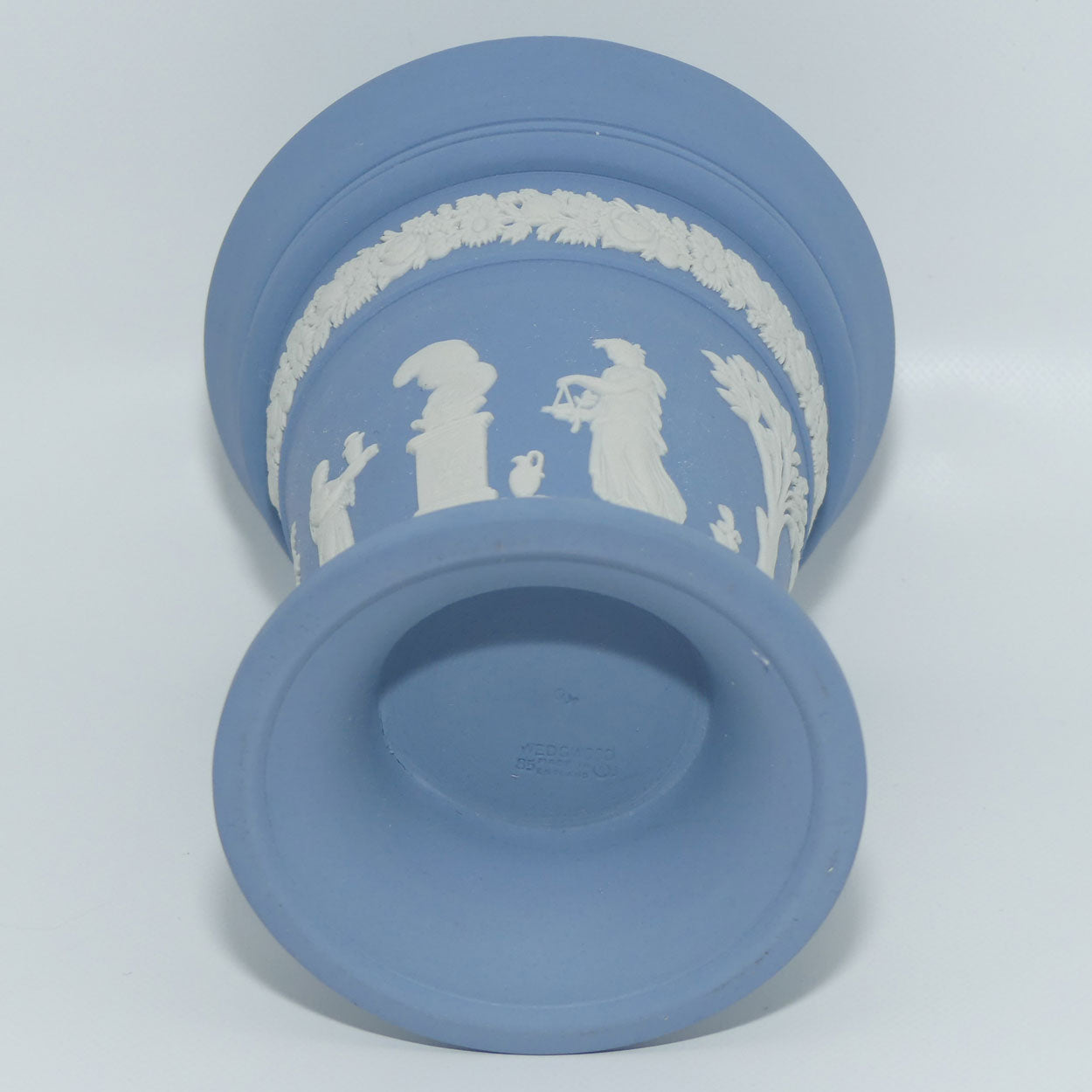 Wedgwood Jasper | White on Pale Blue | Pedastal vase | 12.5cm