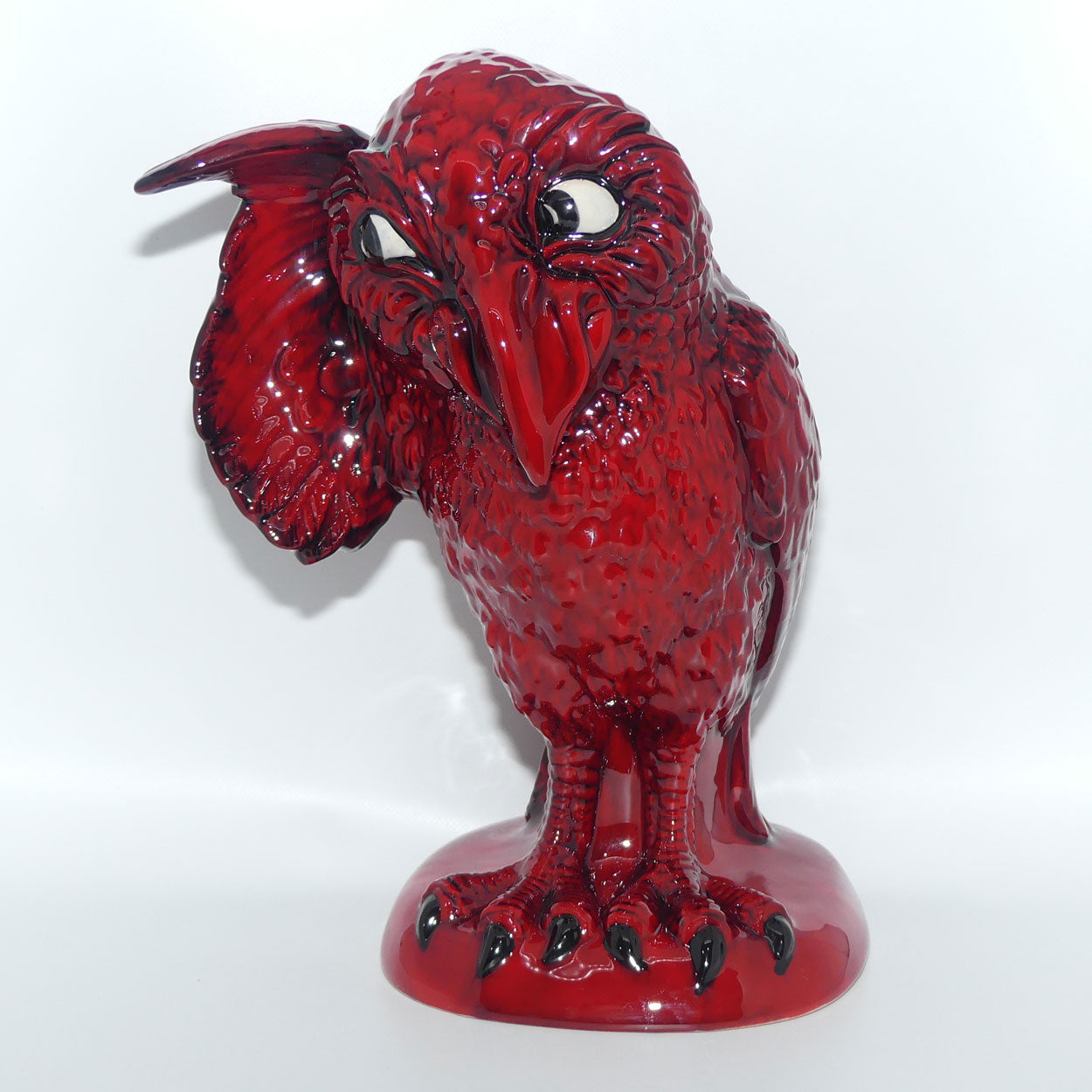 peggy-davies-ceramics-ruby-fusion-glaze-grotesque-bird-the-listener
