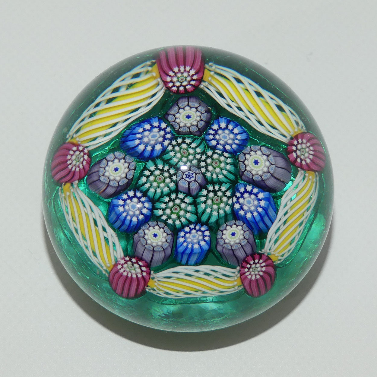 john-deacons-scotland-complex-latticino-garland-miniature-paperweight-peacock