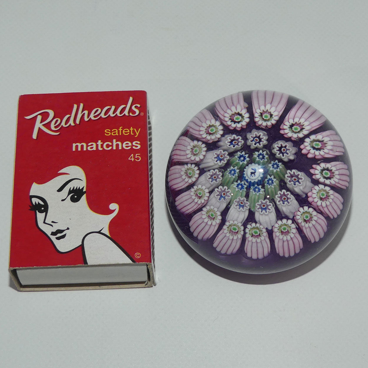 john-deacons-scotland-millefiori-silhouette-cane-miniature-paperweight-lavender