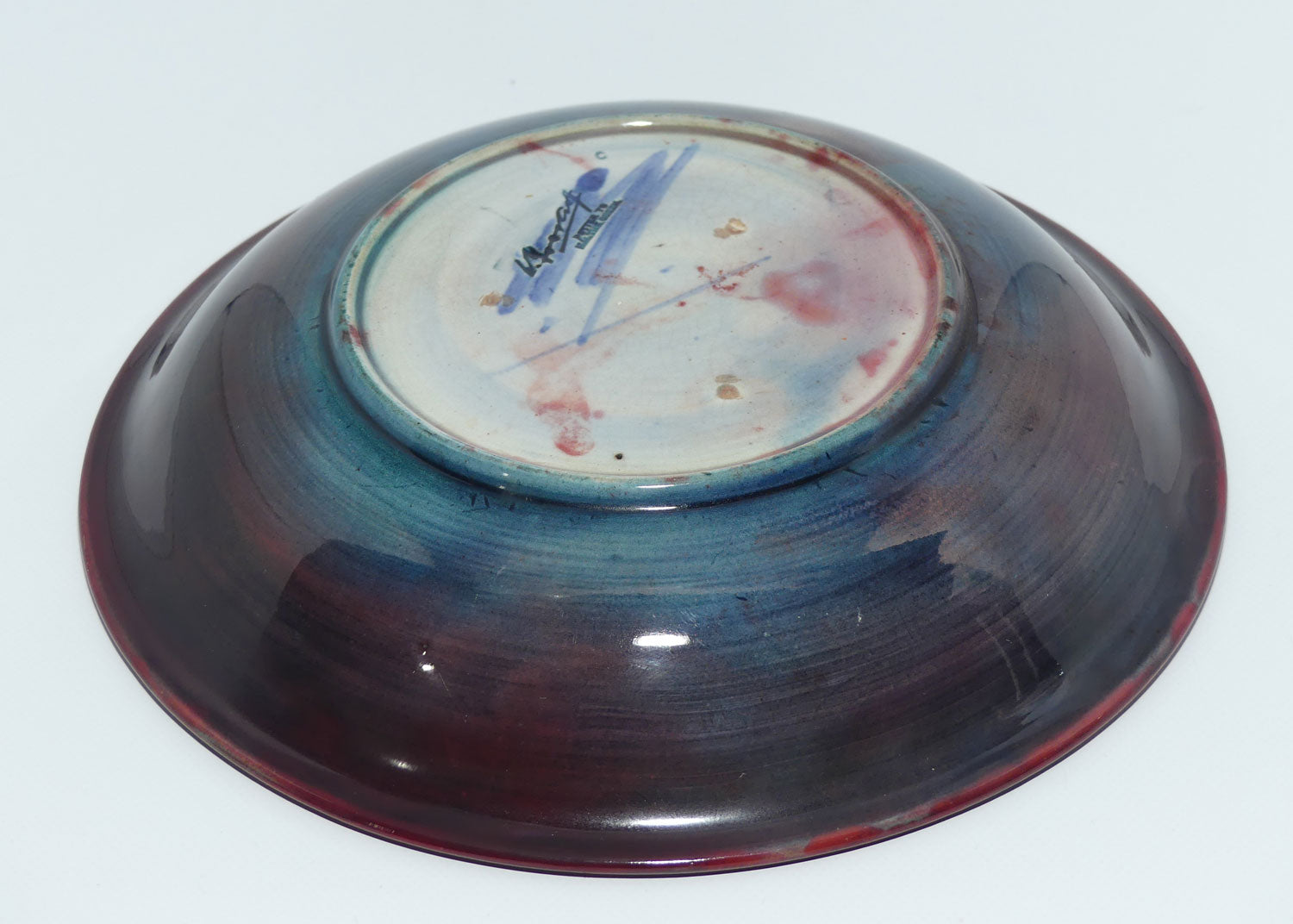 William Moorcroft Flambe Leaves and Fruit shallow bowl