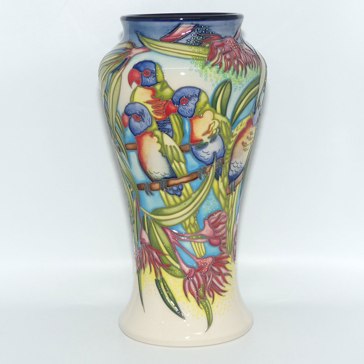Moorcroft Australian Exclusive Rainbow Lorikeets 95/10 vase Trial