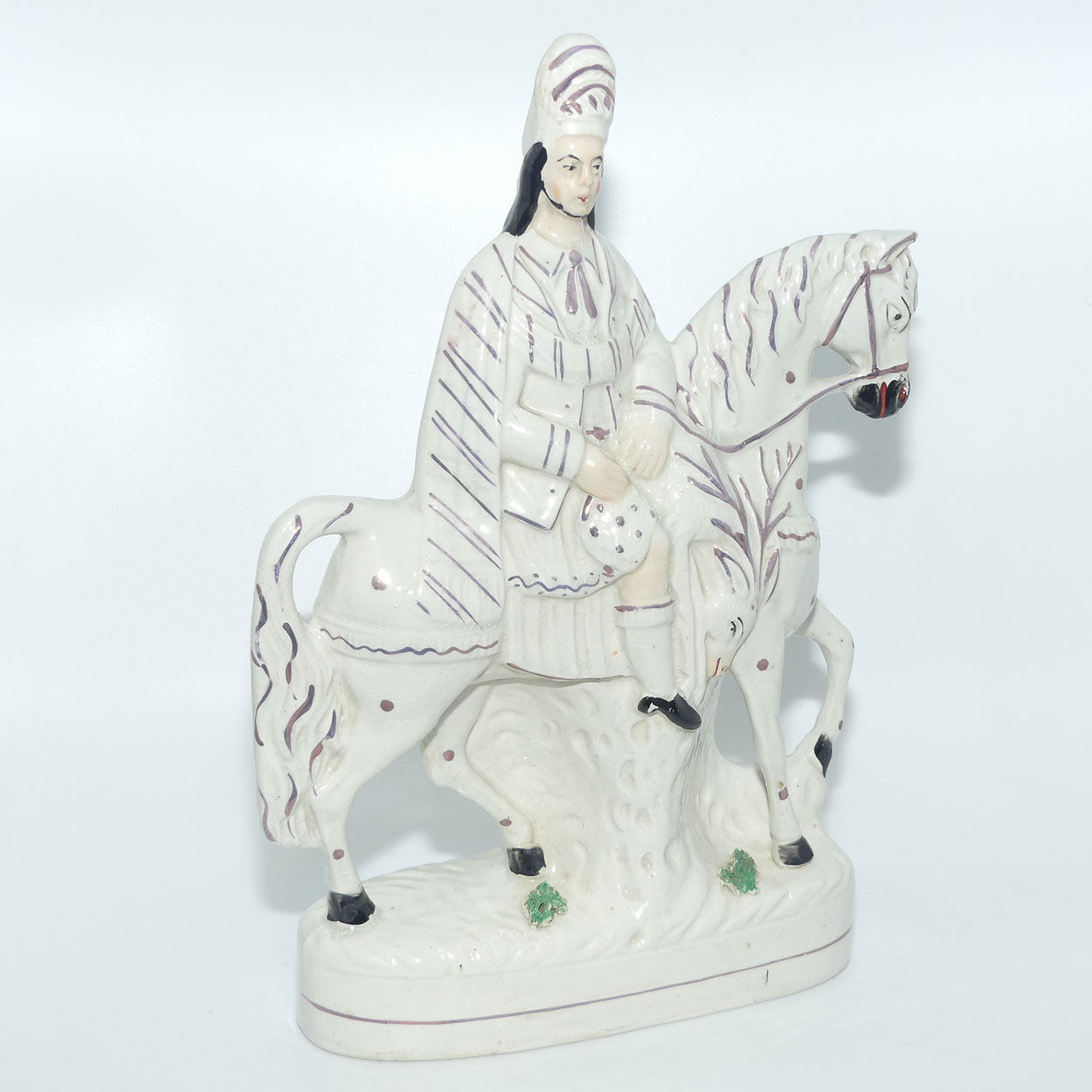 Antique Staffordshire Pottery Man on Horse figure | Large