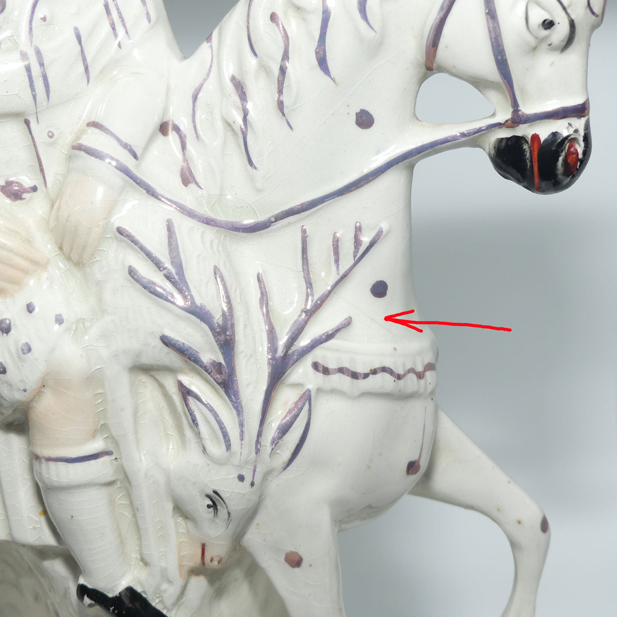 Antique Staffordshire Pottery Man on Horse figure | Large