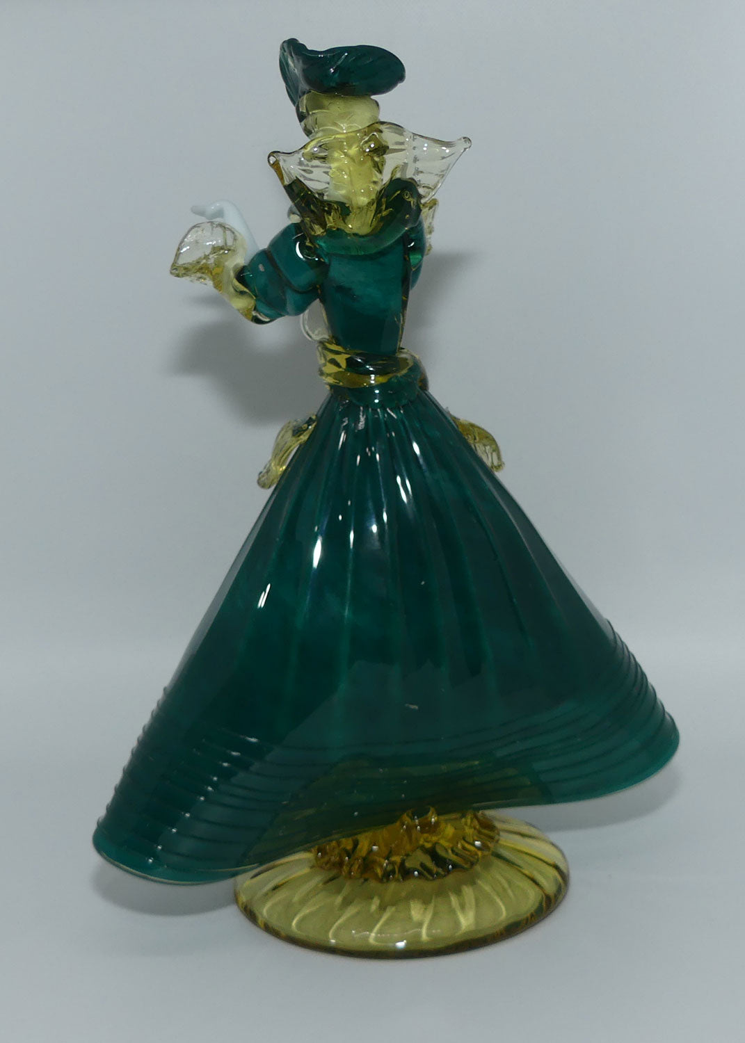 murano-glass-figure-of-a-lady-emerald-green-and-amber