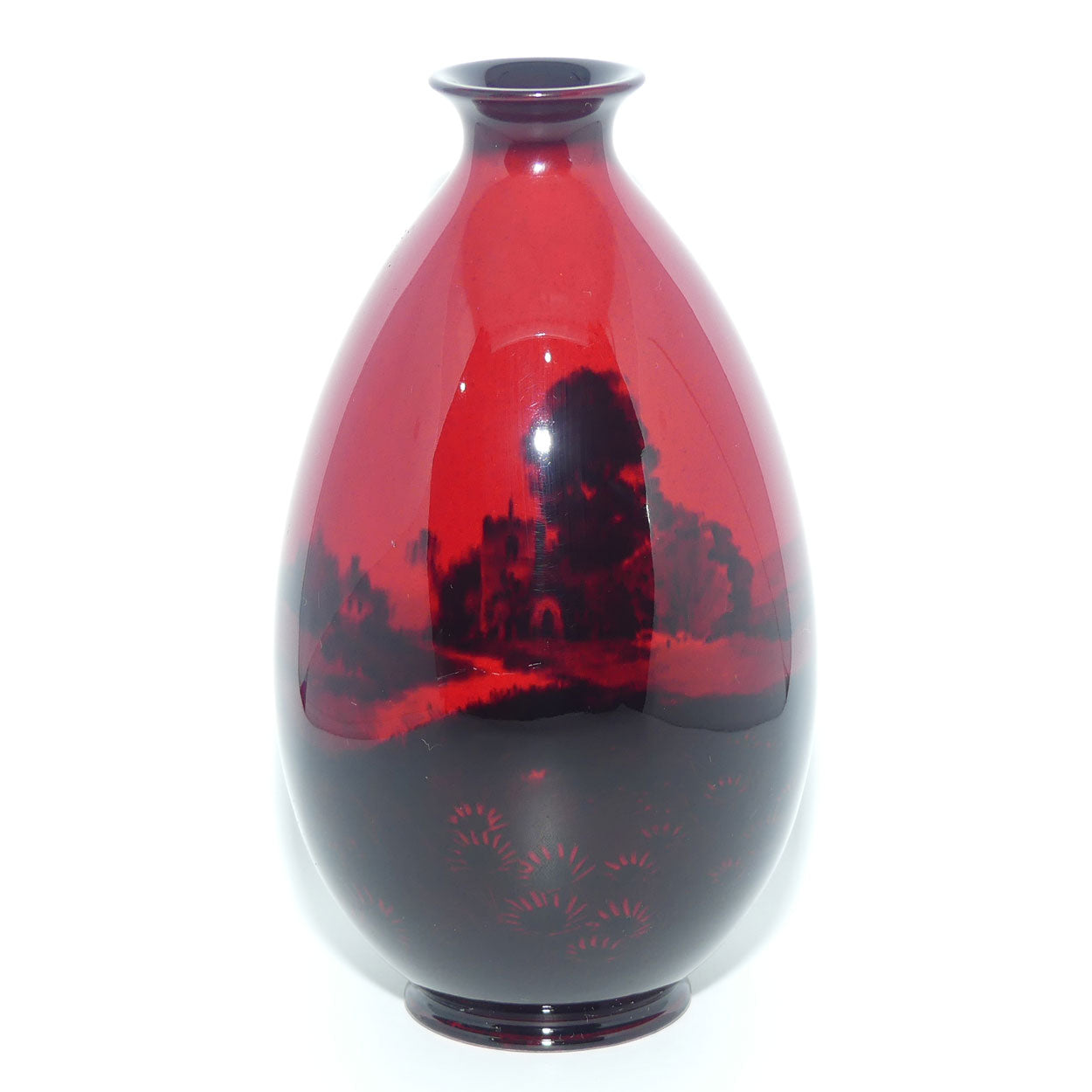 Royal Doulton Flambe Churches or Castle scene vase | Shape 7777