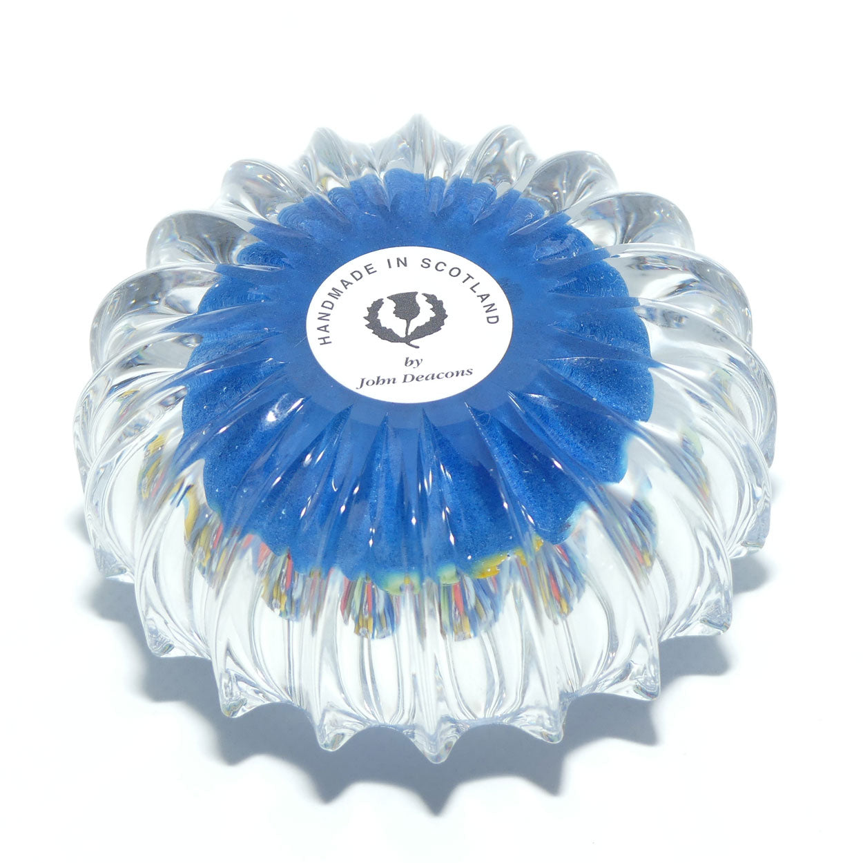 john-deacons-scotland-millefiori-pansy-paperweight-pacific-blue-ribbed