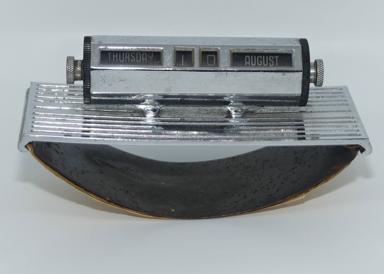 Mid Century Chrome Perpetual Calendar Blotter