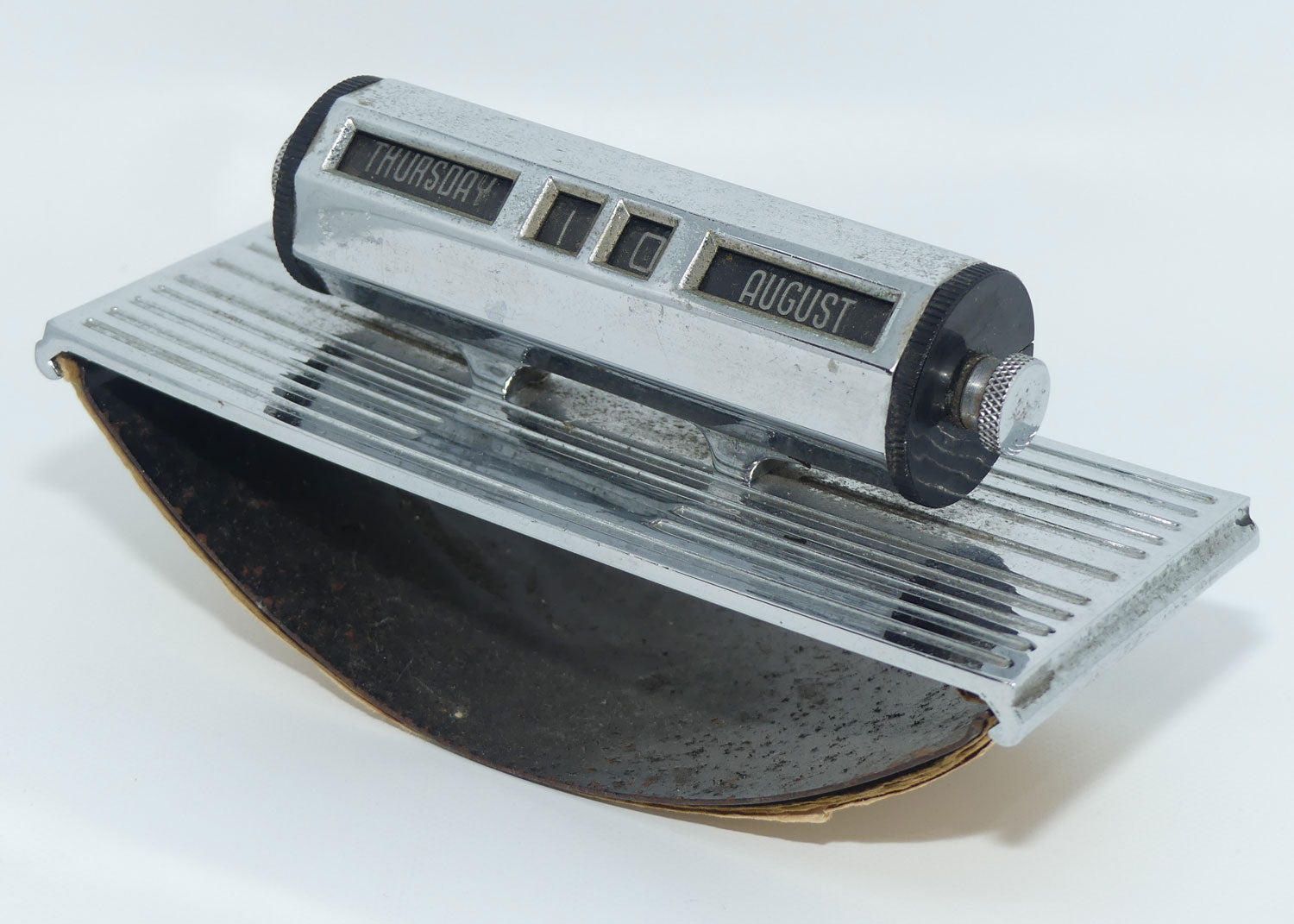Mid Century Chrome Perpetual Calendar Blotter