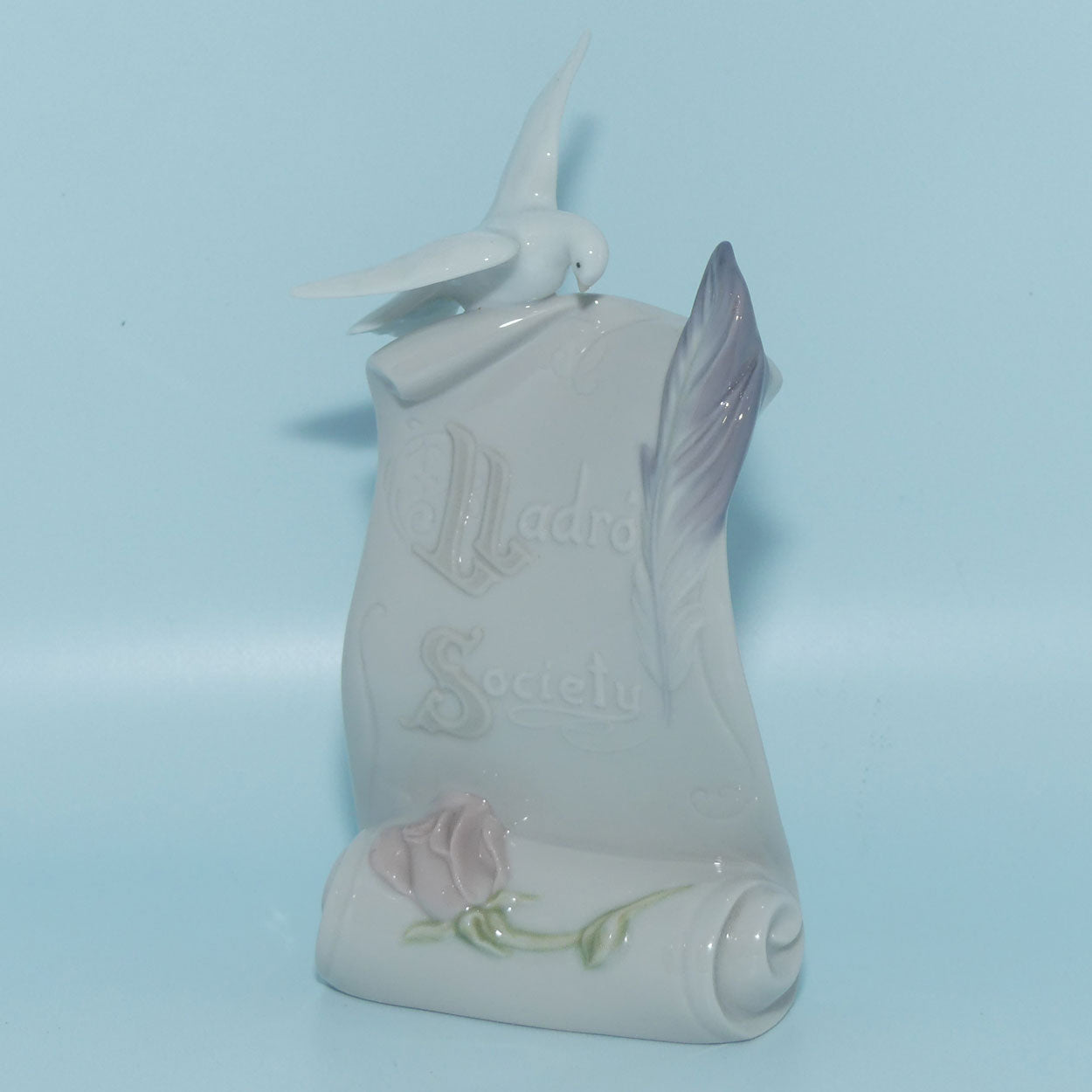 Lladro Society Dove and Pink Rose display plaque | #7677 | boxed