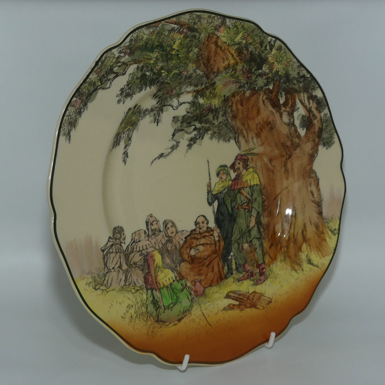 Royal Doulton Under the Greenwood Tree Leeds rack plate D6094 #1 | Mostly brown outfits