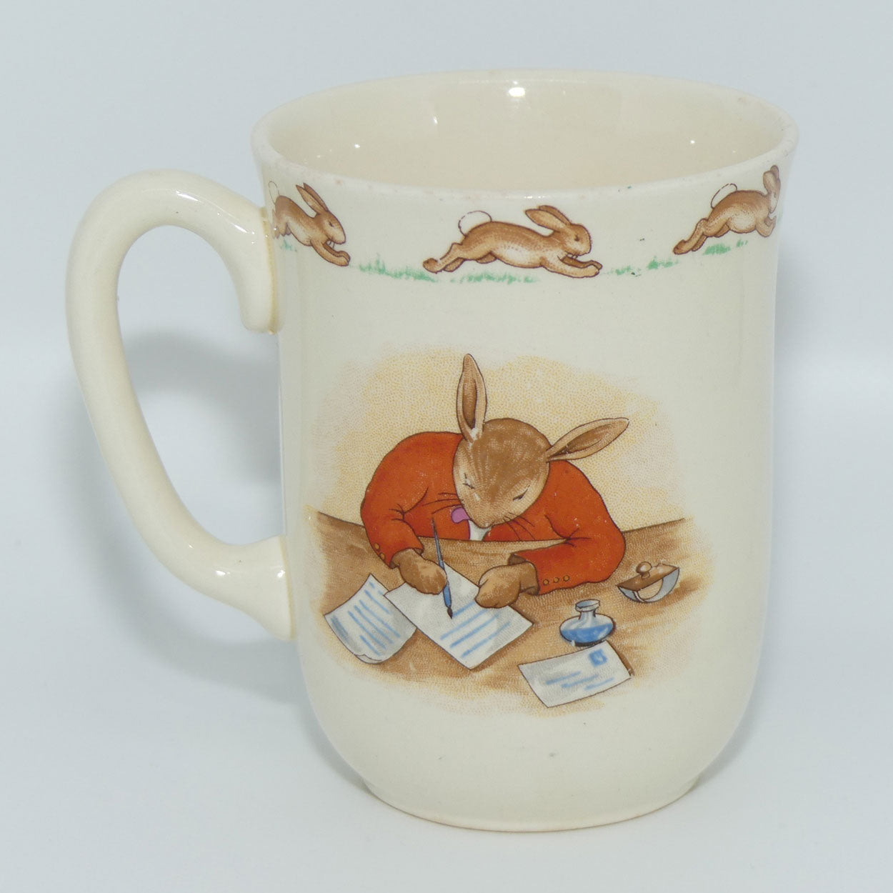 Royal Doulton Bunnykins Postman Delivering Letters | Writing Letters handled Don beaker | signed