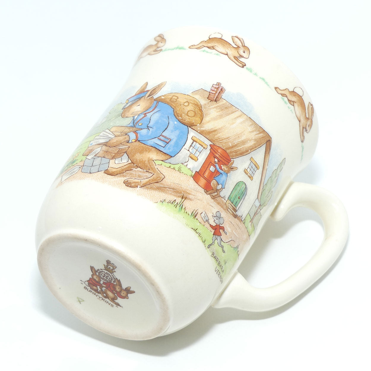 Royal Doulton Bunnykins Postman Delivering Letters | Writing Letters handled Don beaker | signed