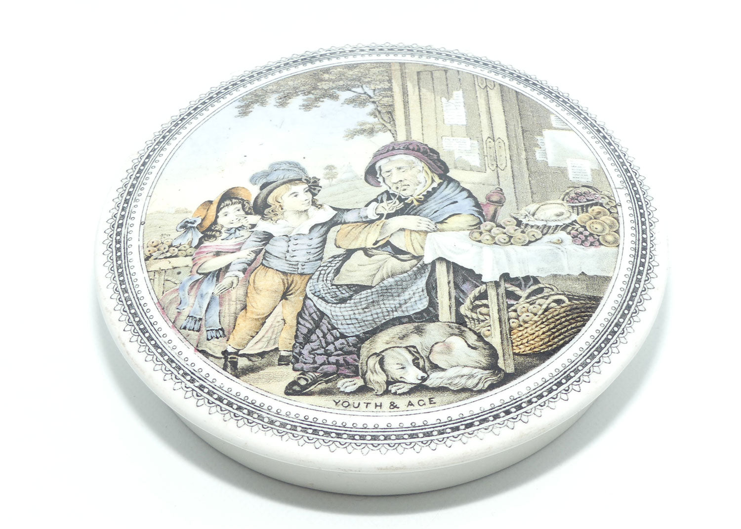 Kirkhams | Jesse Austin Engravings | Youth and Age pot lid