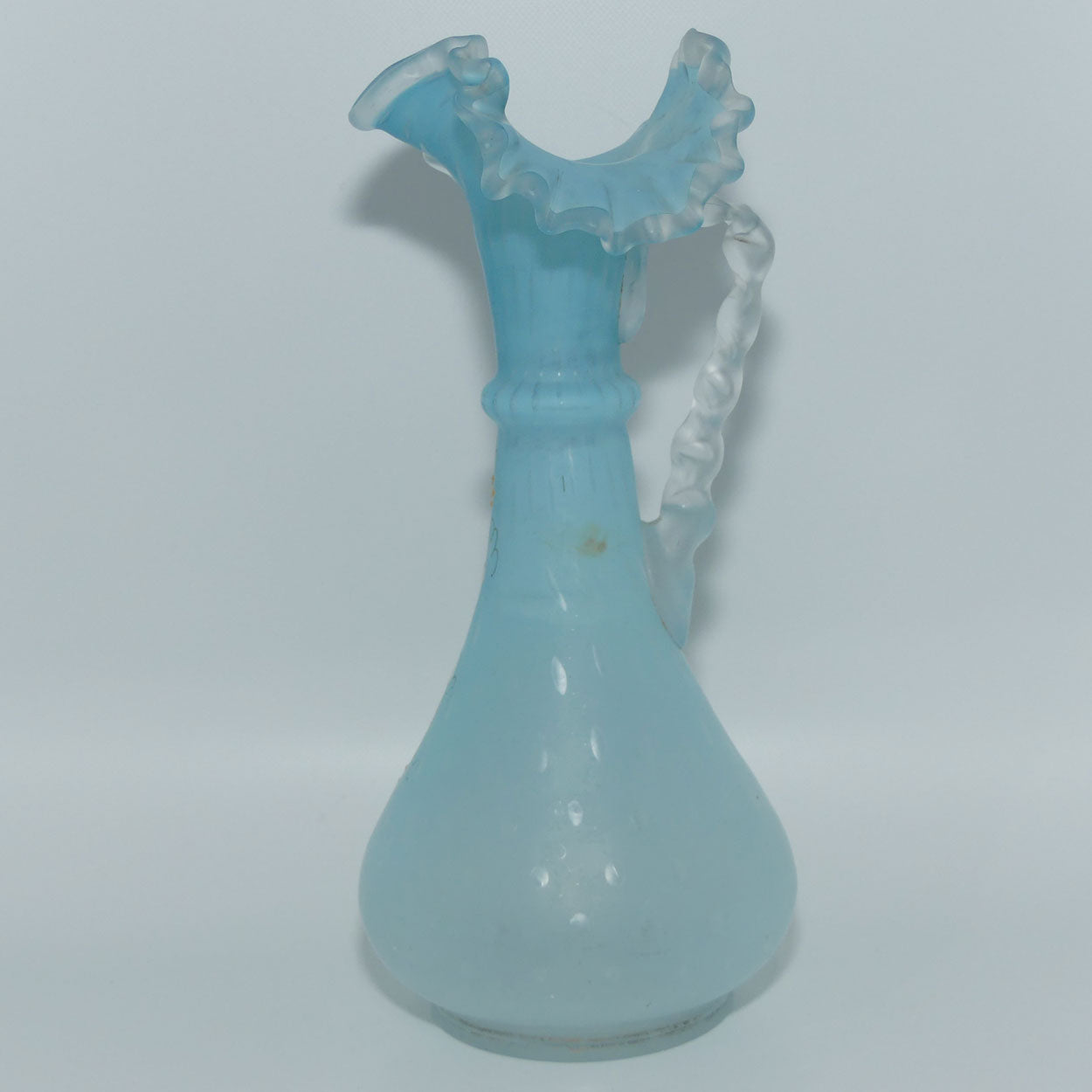 Victorian Satin Glass jug | Hand painted floral decor