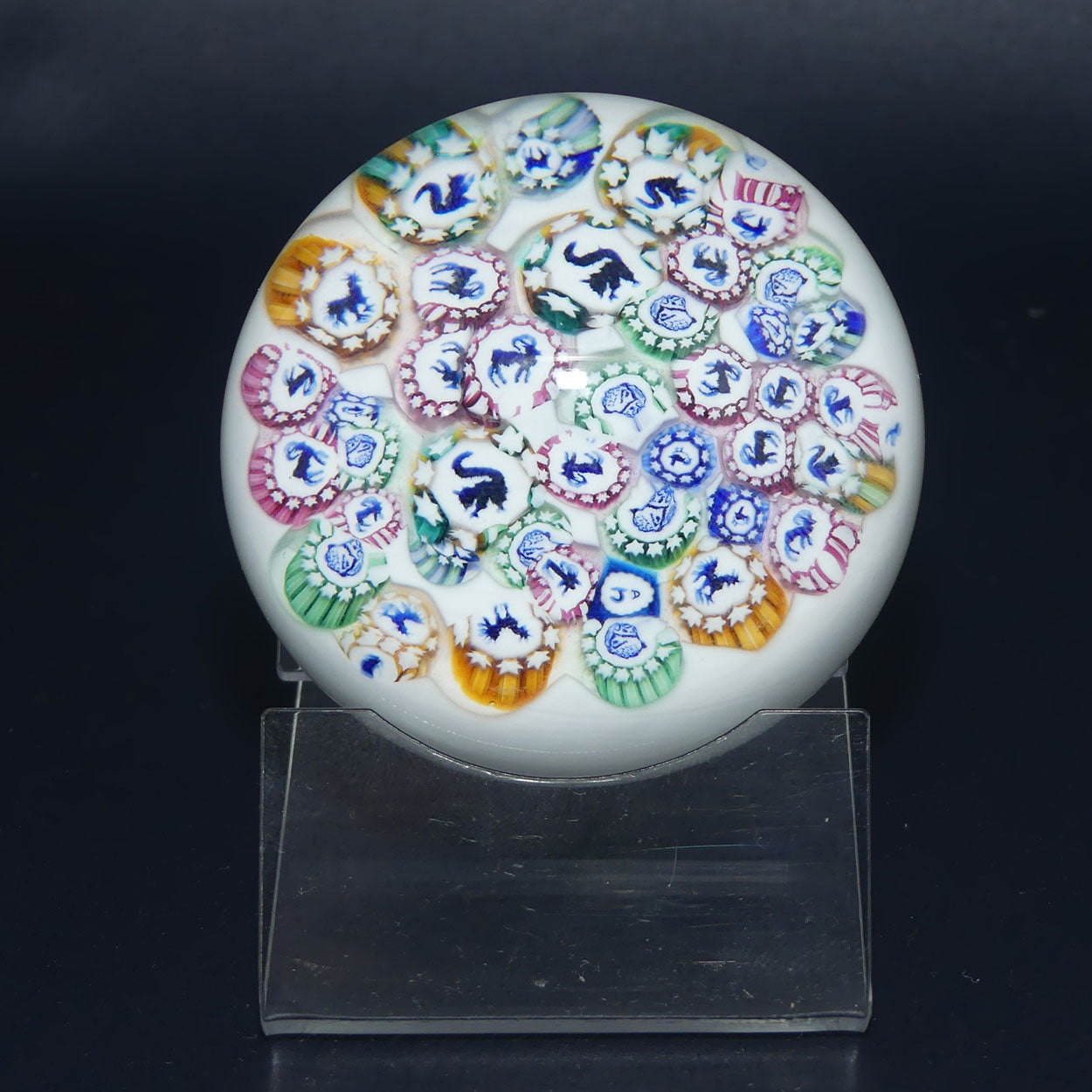 john-deacons-scotland-scattered-millefiori-silhouette-cane-paperweight-2