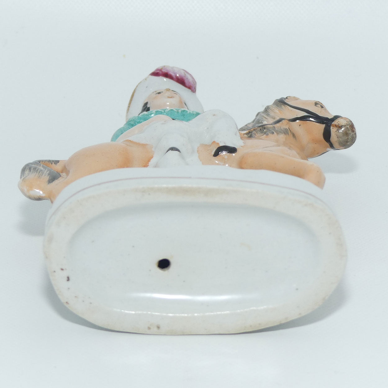 Antique Staffordshire Pottery Pair of Flatback Figures | Man and Lady on Horses