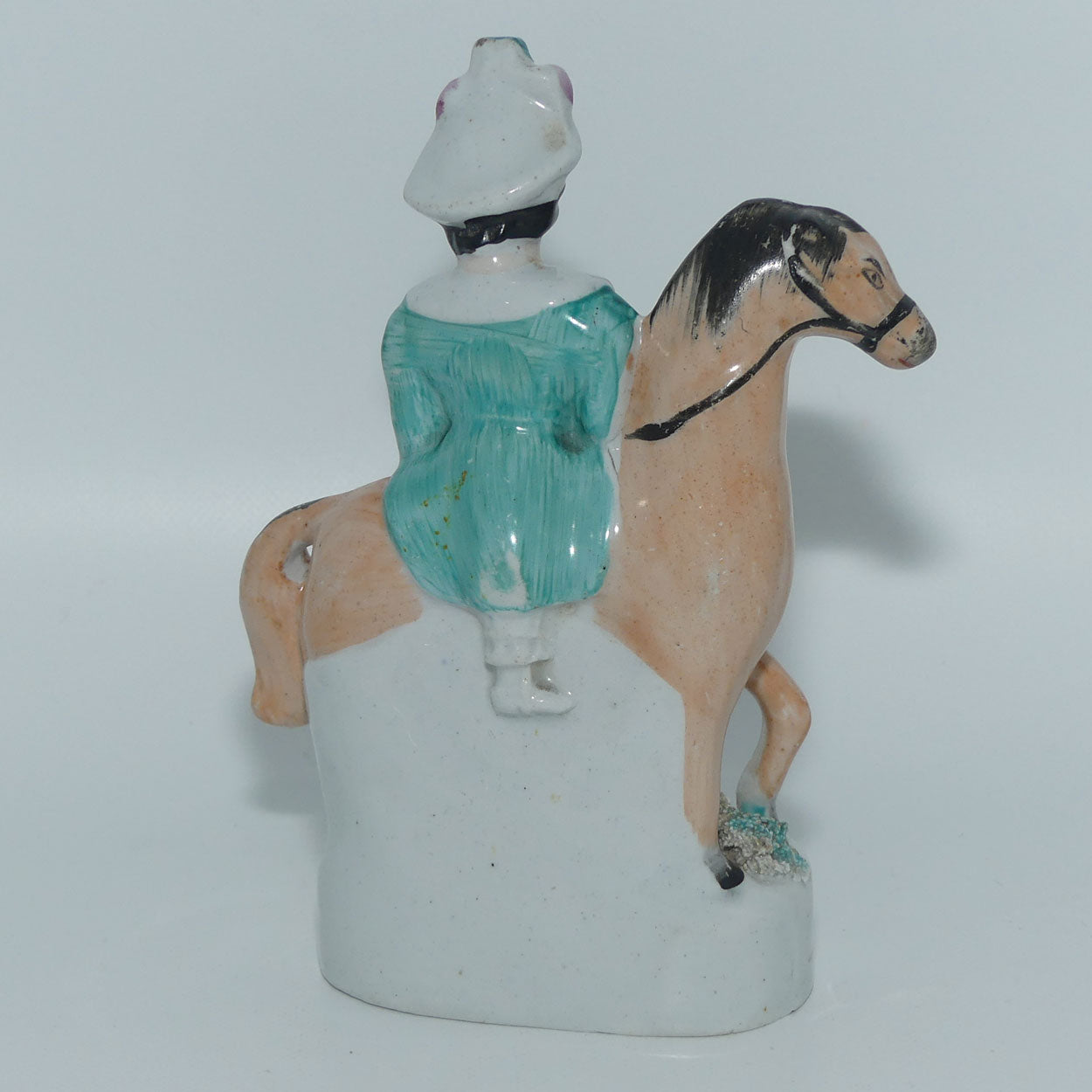 Antique Staffordshire Pottery Pair of Flatback Figures | Man and Lady on Horses