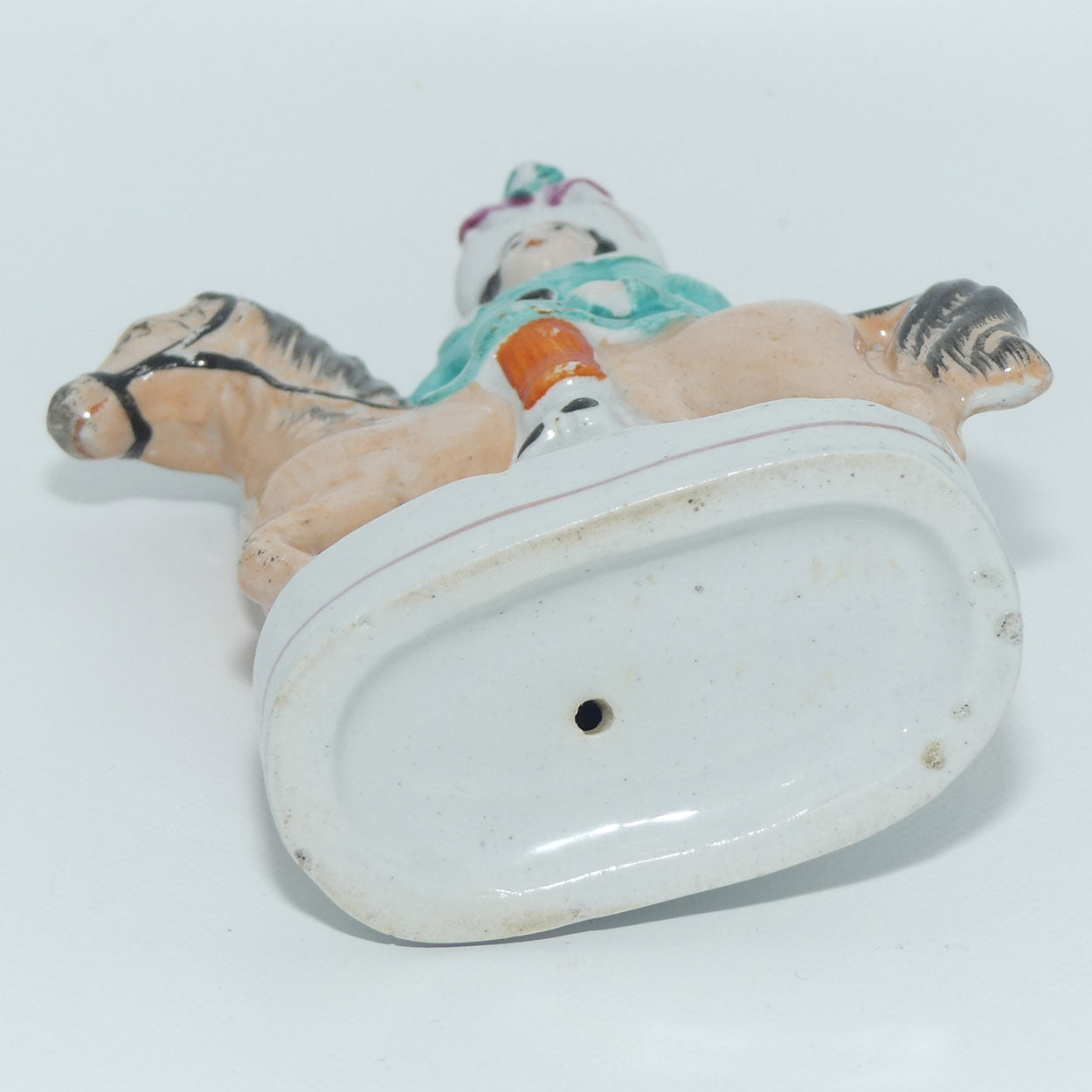 Antique Staffordshire Pottery Pair of Flatback Figures | Man and Lady on Horses