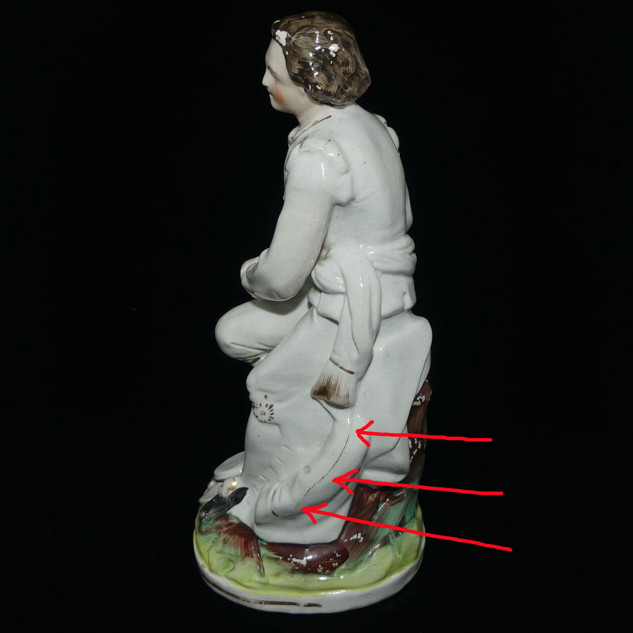 Antique Staffordshire Pottery Man Holding Basket of Grapes | Large