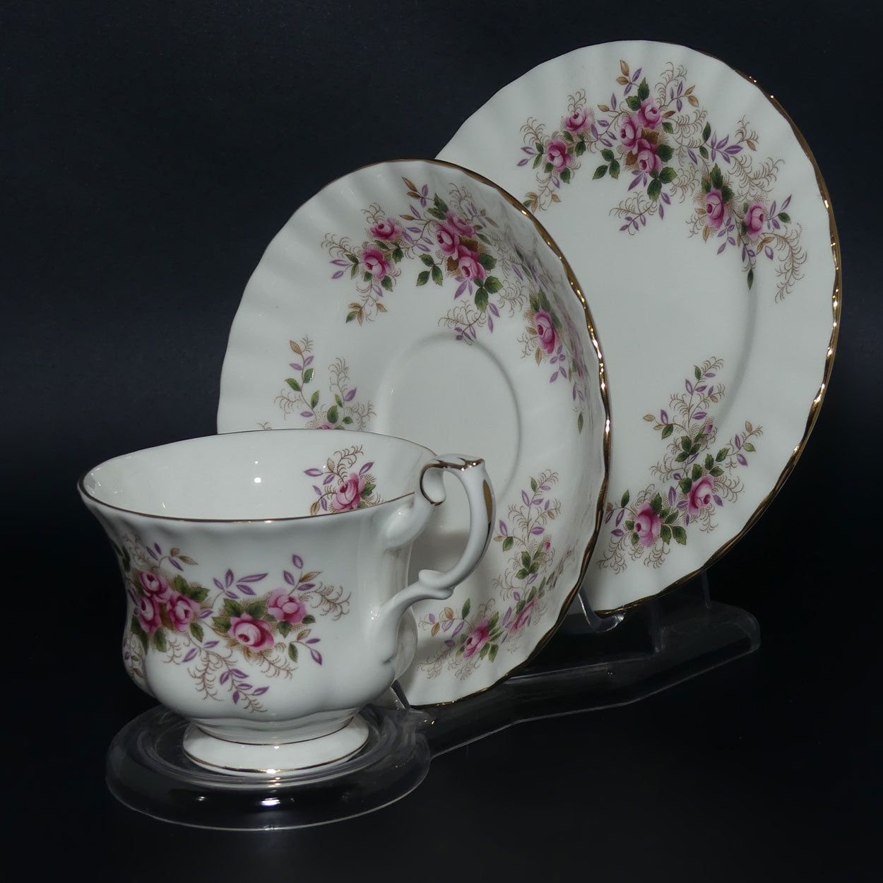 Royal Albert Bone China England Lavender Rose trio | later backstamp