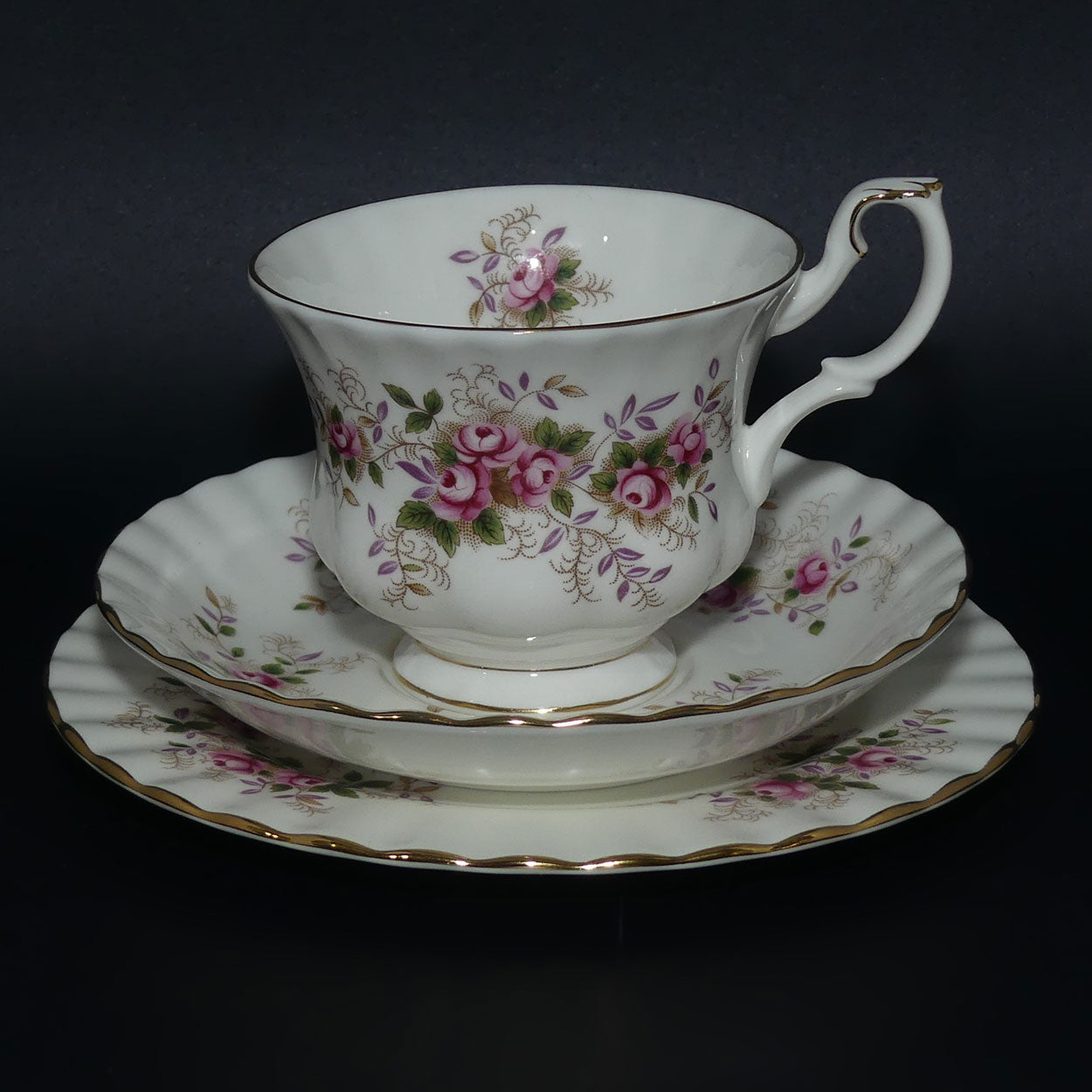 Royal Albert Bone China England Lavender Rose trio | later backstamp