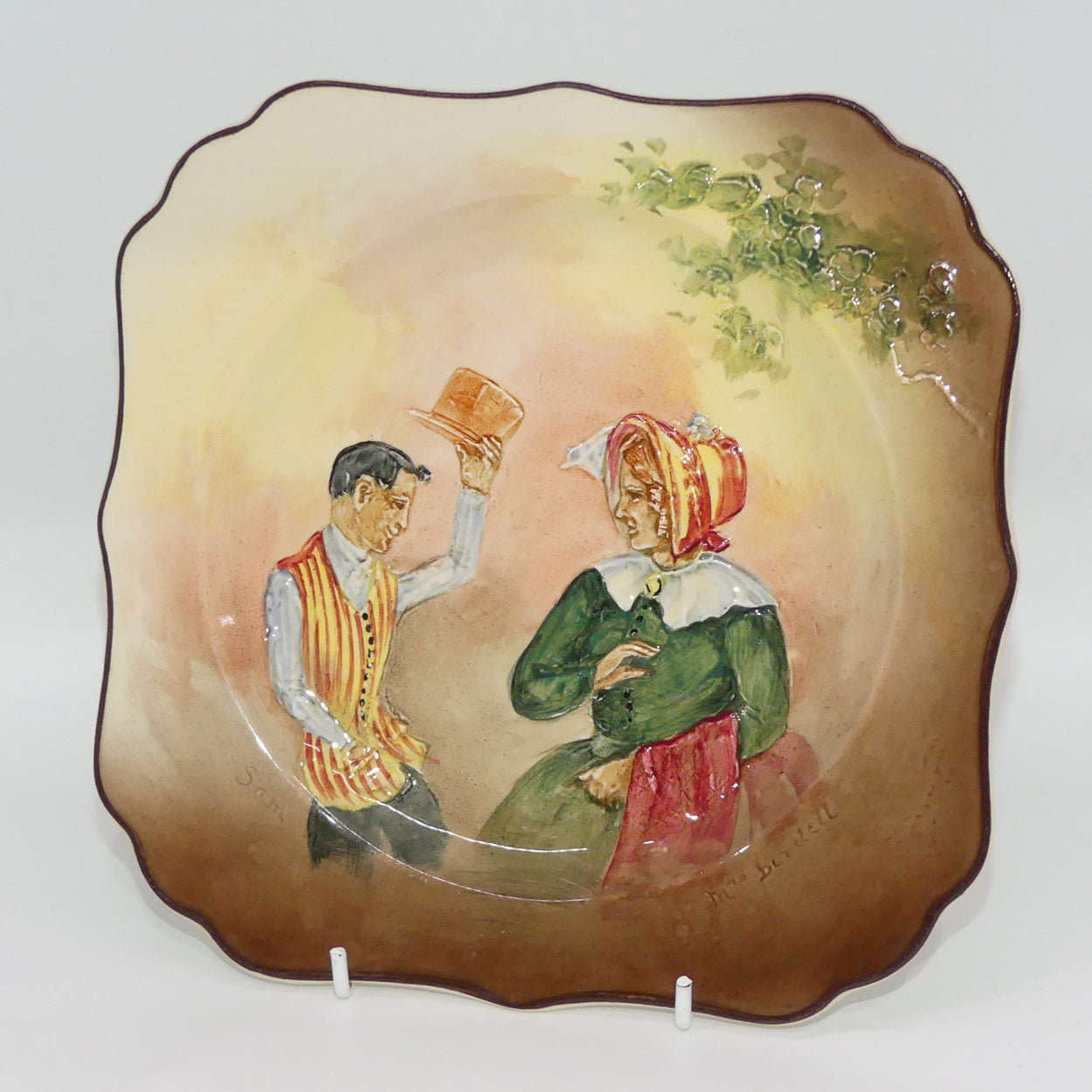 royal-doulton-dickens-sam-weller-mrs-bardell-low-relief-plate-d5833