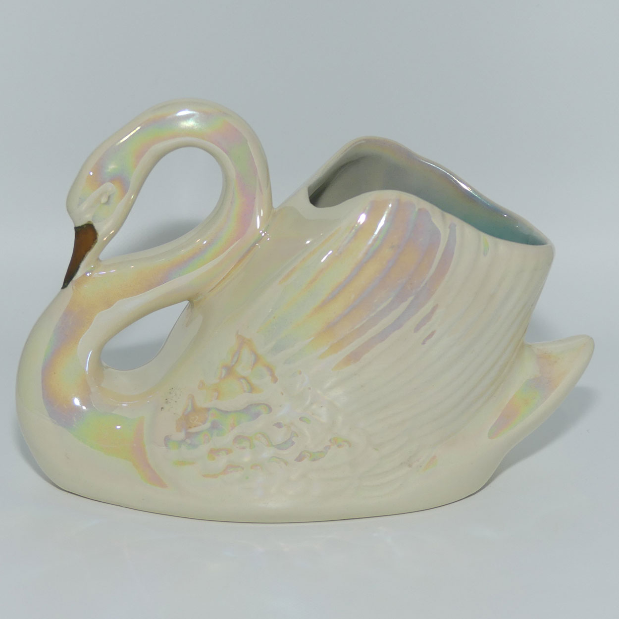 Australian Pottery | Wembley Ware Lustre Swan trough with Gold Beak
