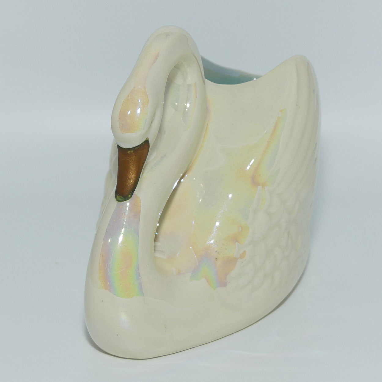 Australian Pottery | Wembley Ware Lustre Swan trough with Gold Beak
