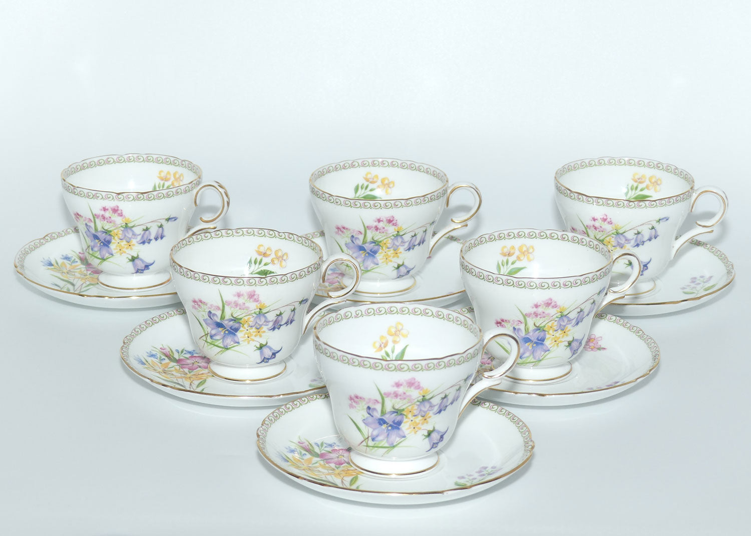 Shelley Henley shape Wildflowers pattern set of 6 coffee duos | 13686