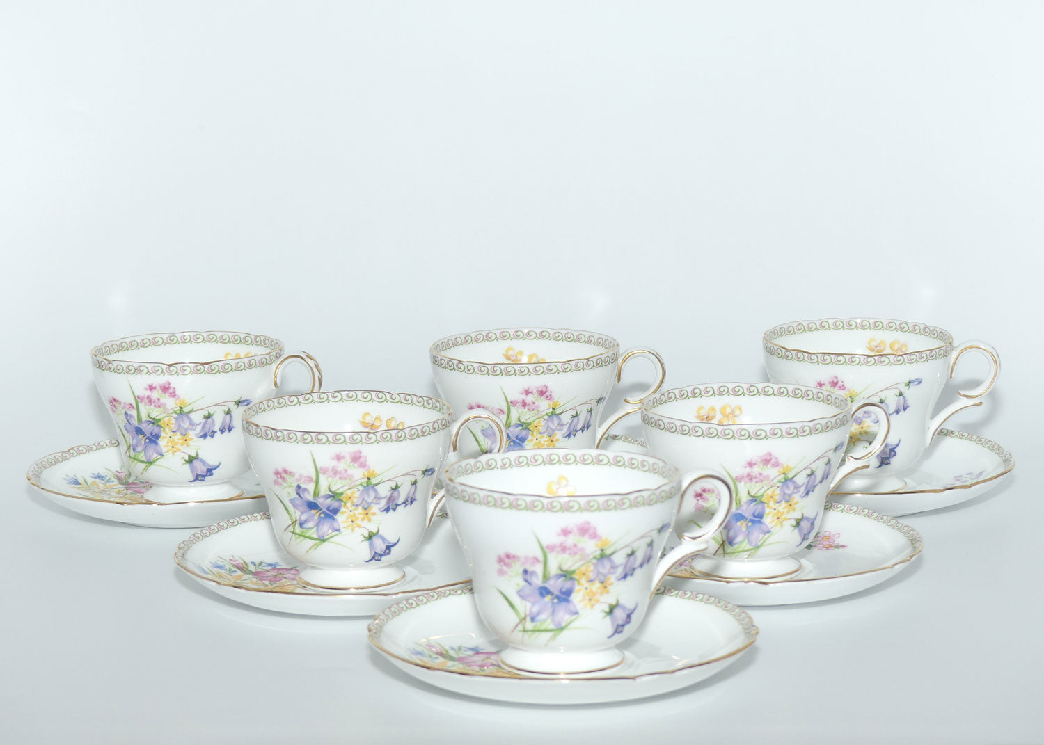 Shelley Henley shape Wildflowers pattern set of 6 coffee duos | 13686