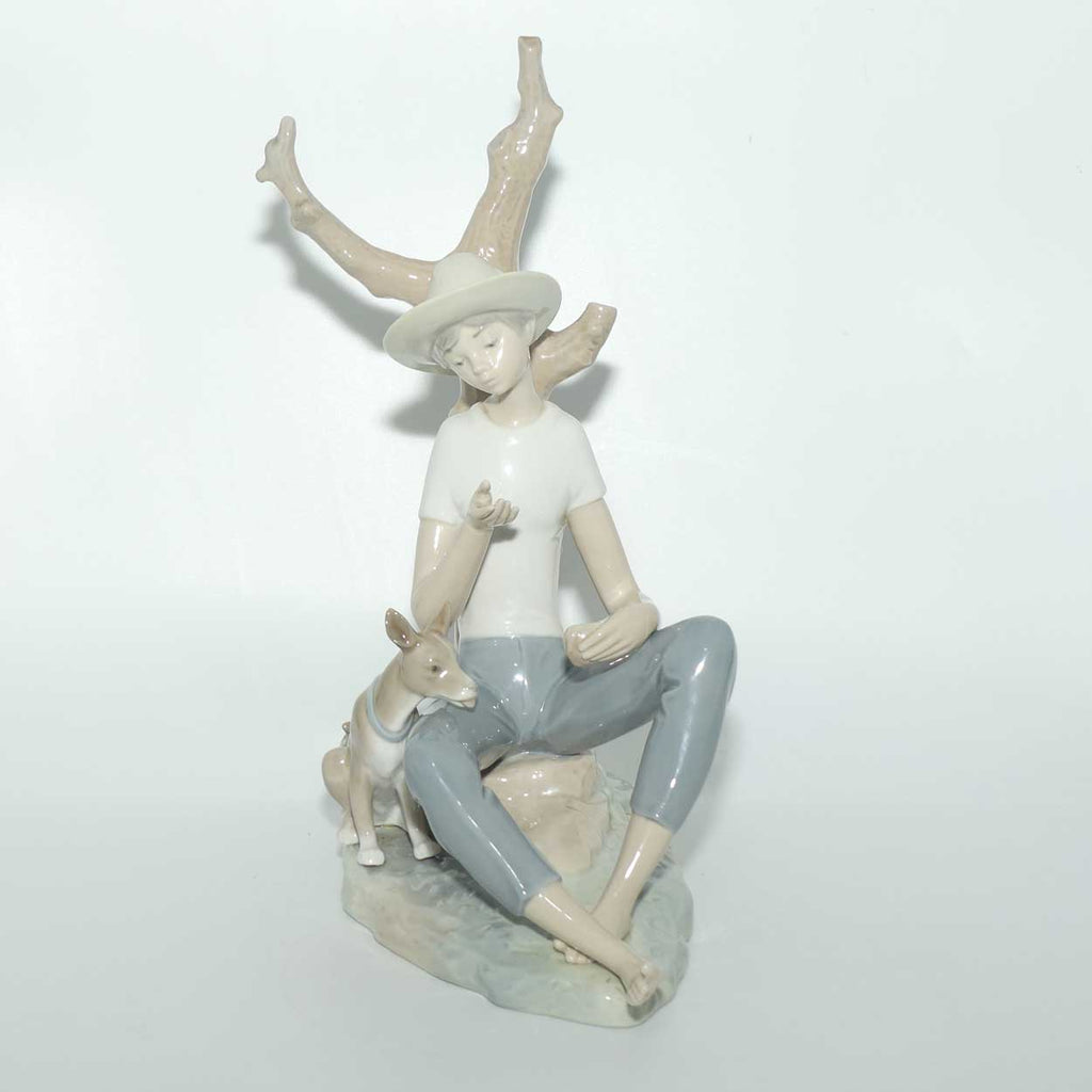 Nao by Lladro figure Boy Seated with Dog | Large | #0095