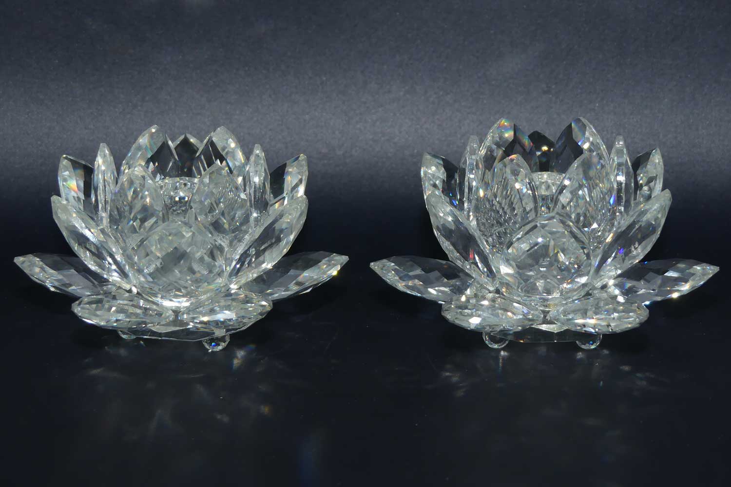 Swarovski Crystal #01001 | pair of Water Lily candleholders | no box