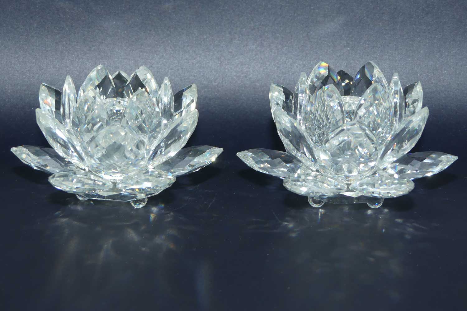 Swarovski Crystal #01001 | pair of Water Lily candleholders | no box