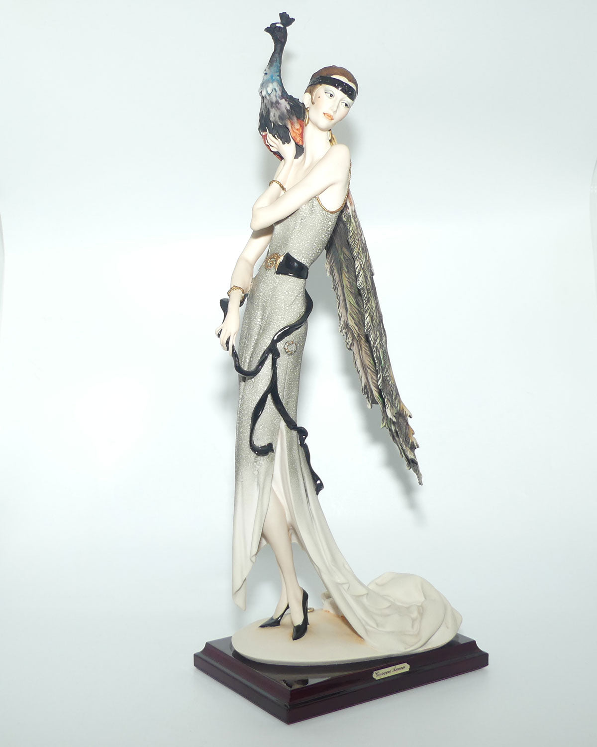 jean hardy リトグラフ　Lady with Peacock Giuseppe Armani Florence figure | 0385C | Mahogany | Lady with Peacock