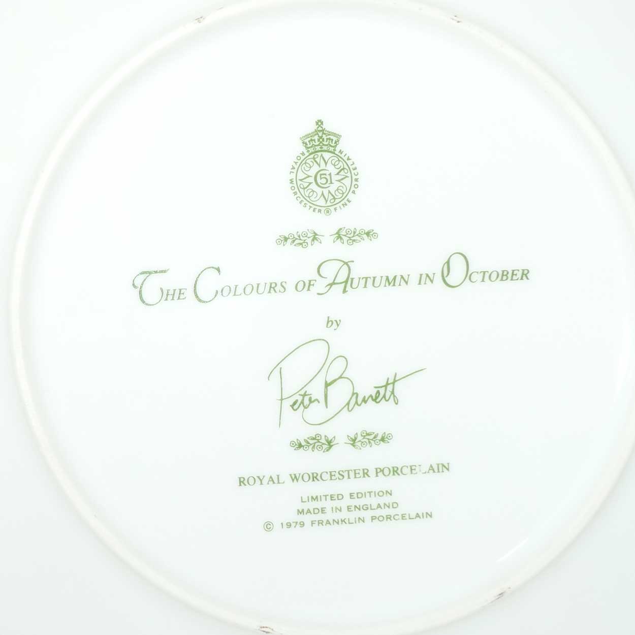 Royal Worcester for Franklin Porcelain | Peter Barnett | Months series | plate #10 | The Colours of Autumn in October
