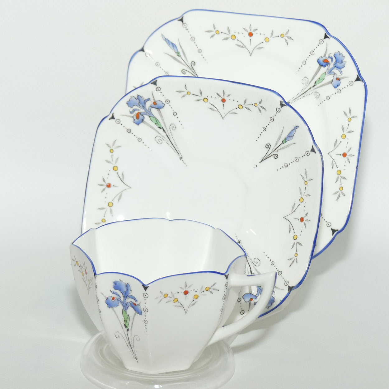 Shelley Queen Anne shape trio | Blue Iris pattern | #11561