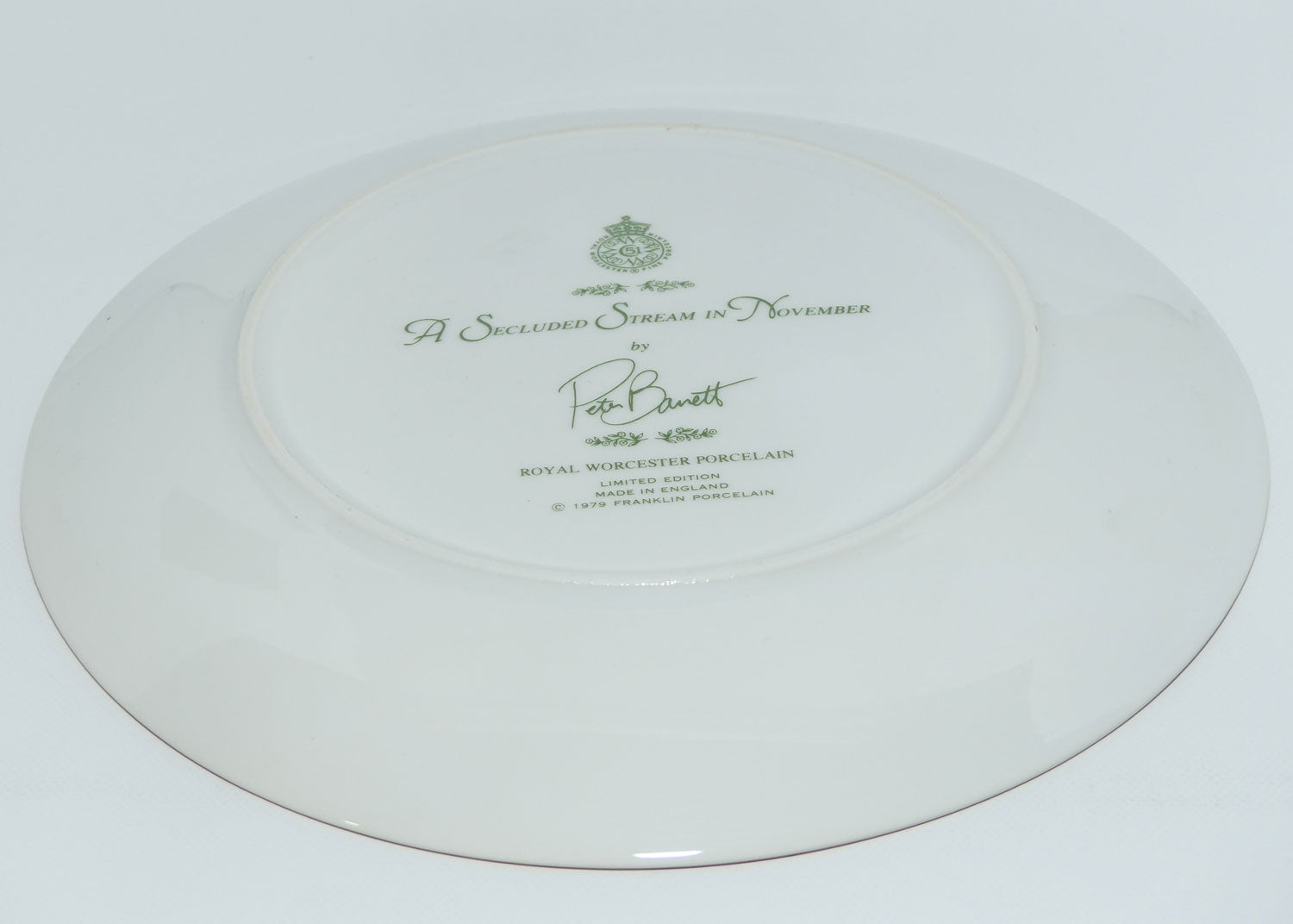 Royal Worcester for Franklin Porcelain | Peter Barnett | Months series | plate #11 | A Secluded Stream in November