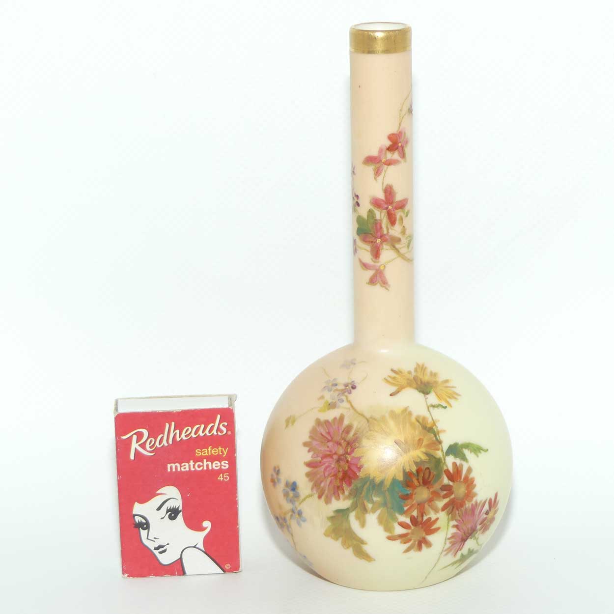 Royal Worcester Blush Ivory hand painted narrow neck vase | Shape 1215 | 17cm