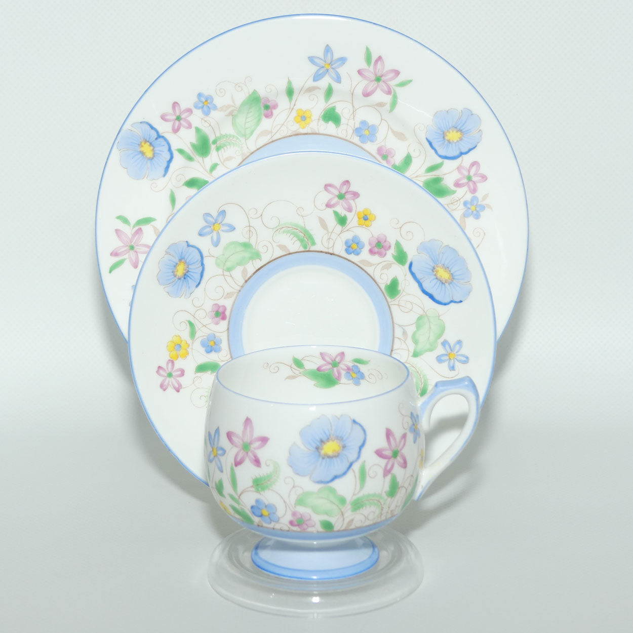 Shelley Kent shape Blue Anemone trio | Blue trim | H12606