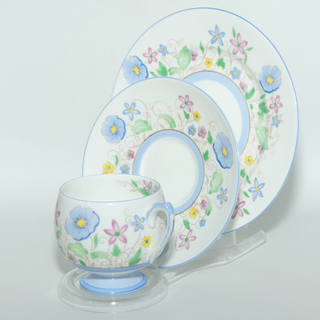 Shelley Kent shape Blue Anemone trio | Blue trim | H12606