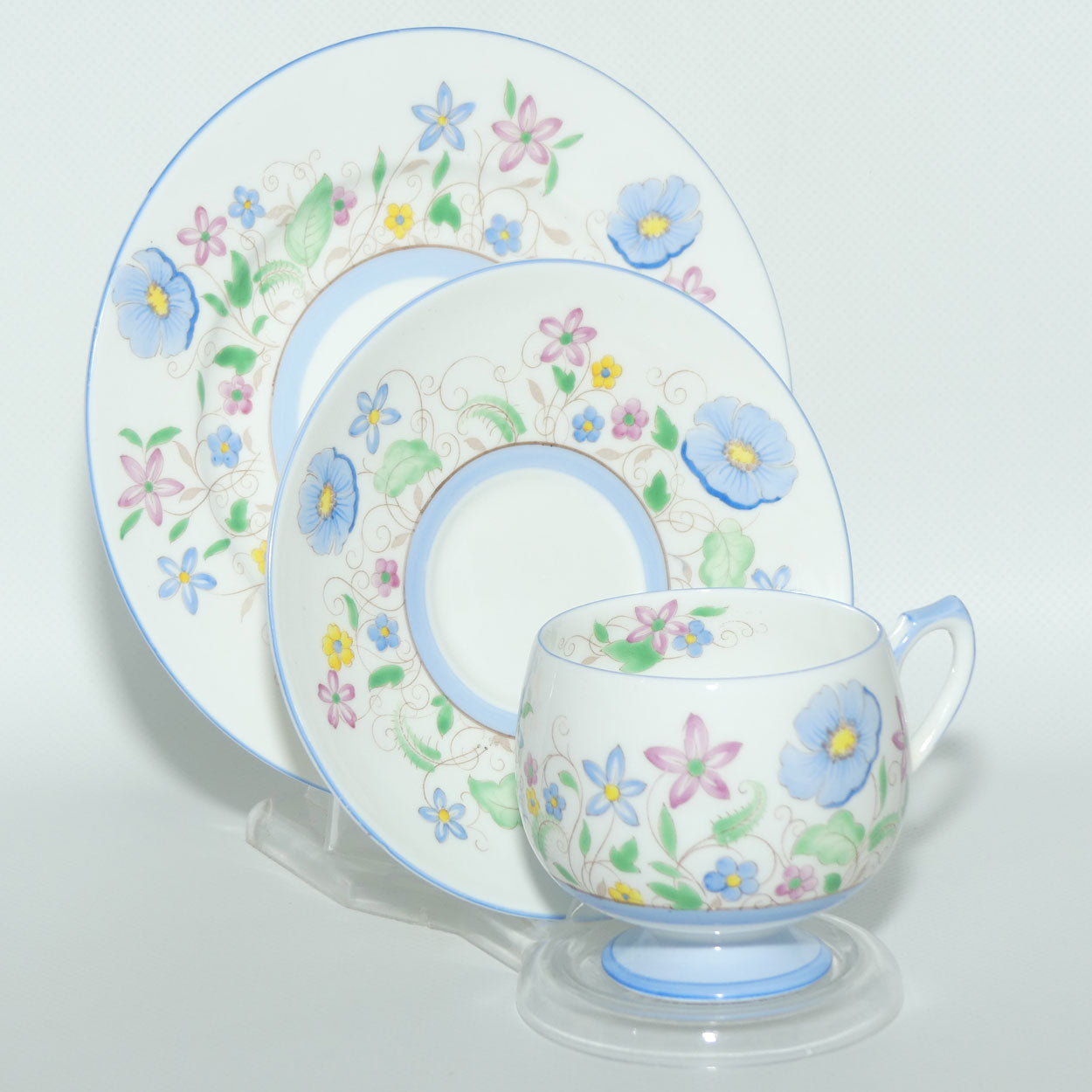 Shelley Kent shape Blue Anemone trio | Blue trim | H12606
