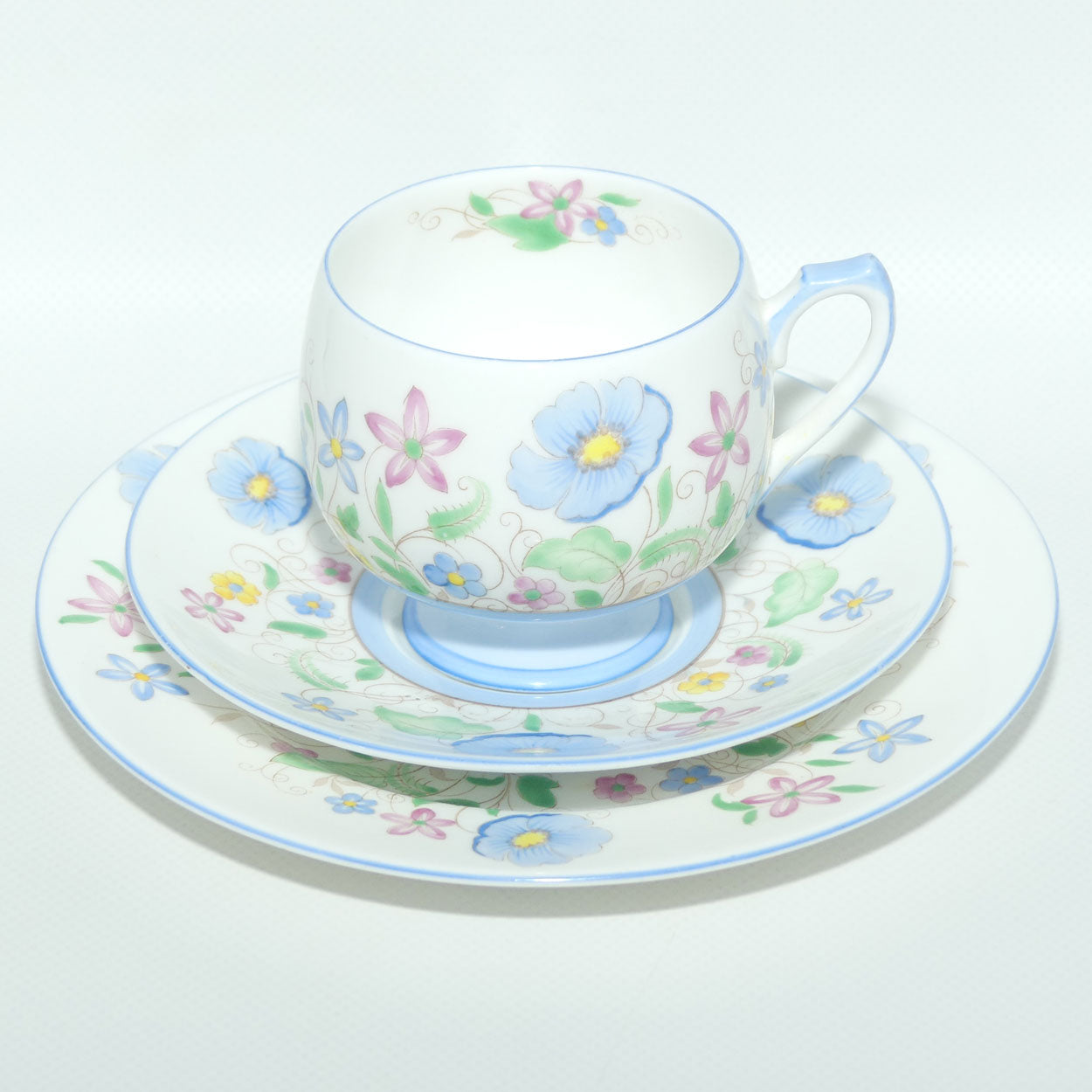 Shelley Kent shape Blue Anemone trio | Blue trim | H12606