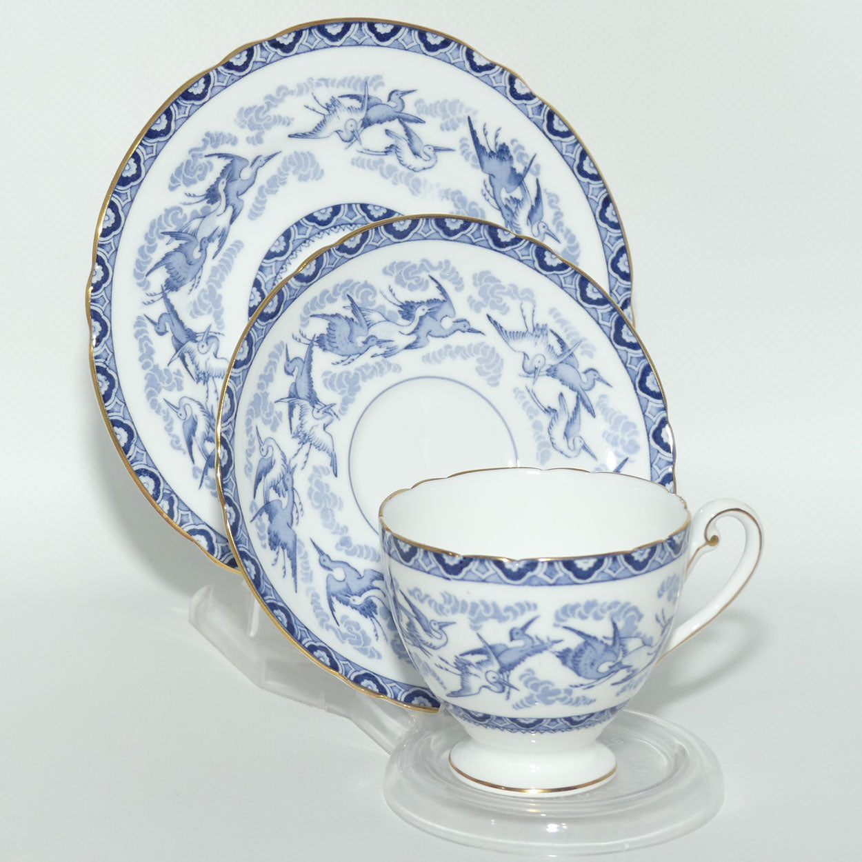 Shelley Ripon shape Blue Storks pattern trio | Small size | 12782