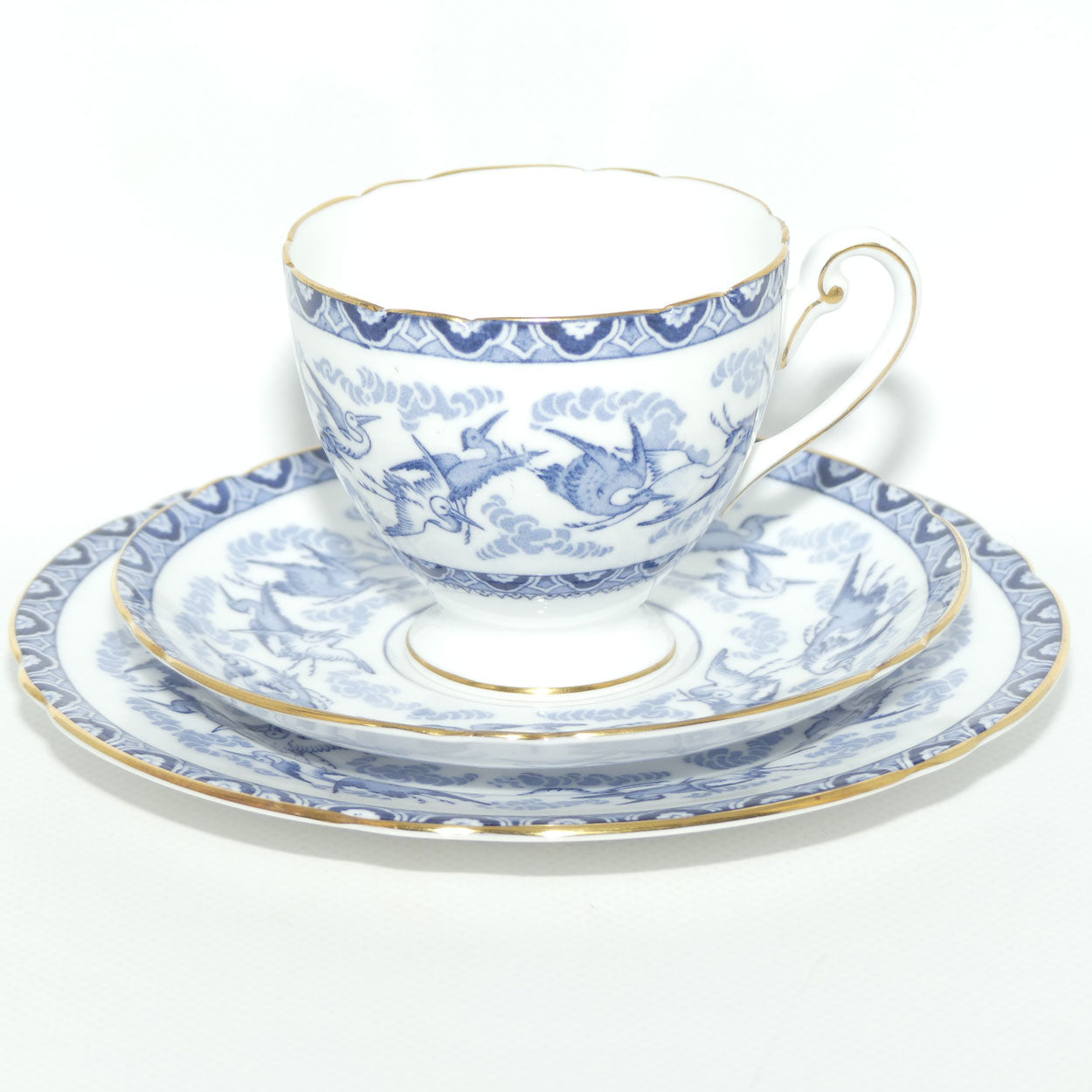 Shelley Ripon shape Blue Storks pattern trio | Small size | 12782