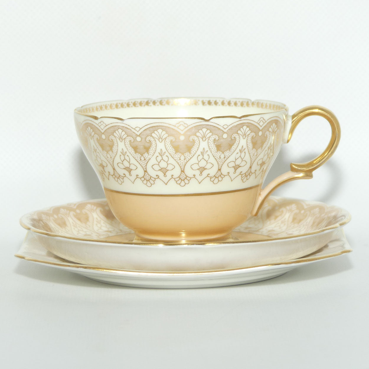 Shelley Henley shape Salmon Pink and Patterned Gilt trio | 12839/2