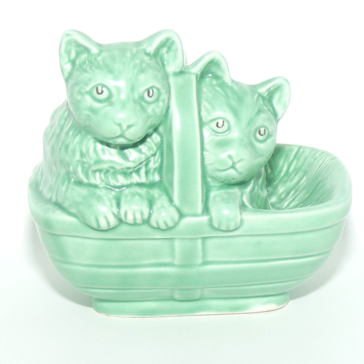 SylvaC #1296 | Kittens in Basket | Jade Green
